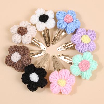 4/8 Stück Mode Strickgarn Blume Haarspangen Niedliche Blume Haarspangen Clip Damen Mädchen Haarnadeln Winter Haaraccessoires