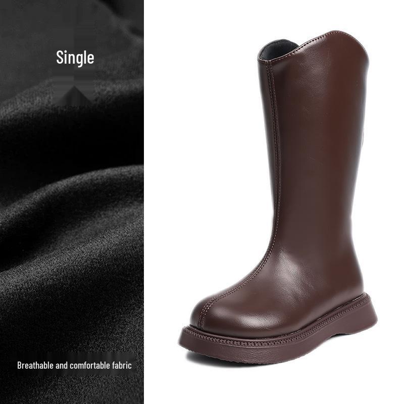 Girls' Knee-High Leather Boots 2025 - Fleece-Lined Autumn/Winter Martin Boots