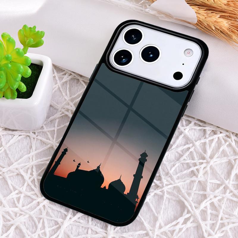 Muslimische Moschee Gebäude Bunter Stil Stoßfeste Handyhülle für iPhone 17 Air 16e 15 11 12 14 13 Pro Max Hülle Coque