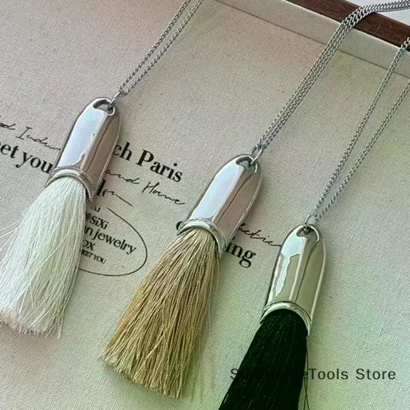 Unique Design 3 Colors Brush Tassel Pendant Necklaces For Women Casual Fashion Long Chain Neck Jewelry Gift