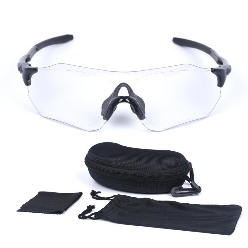 Frameless polarized light color-changing sunglasses mountain bike riding sunglasses men's driving goggles set