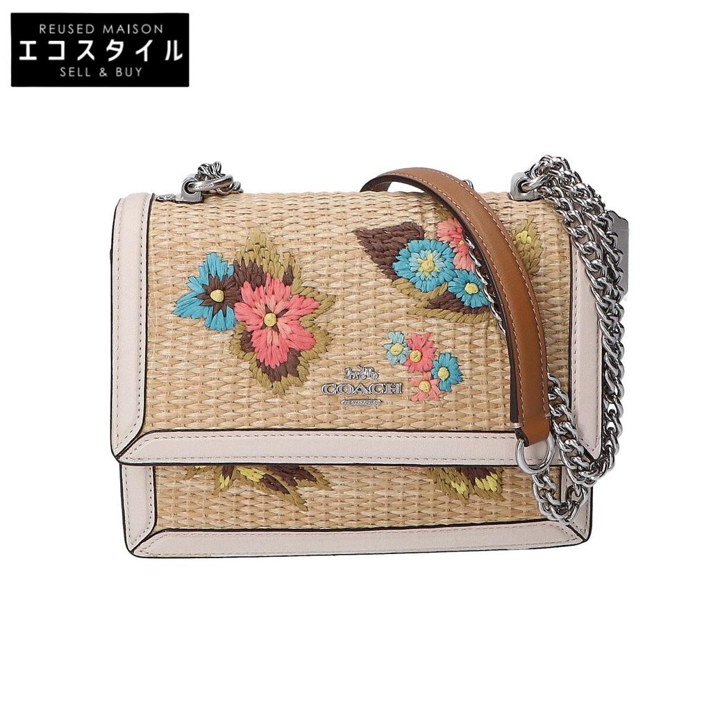 COACH CJ723 Mini Claire Crossbody Bag with Floral Embroidery Shoulder bag whiteUsed