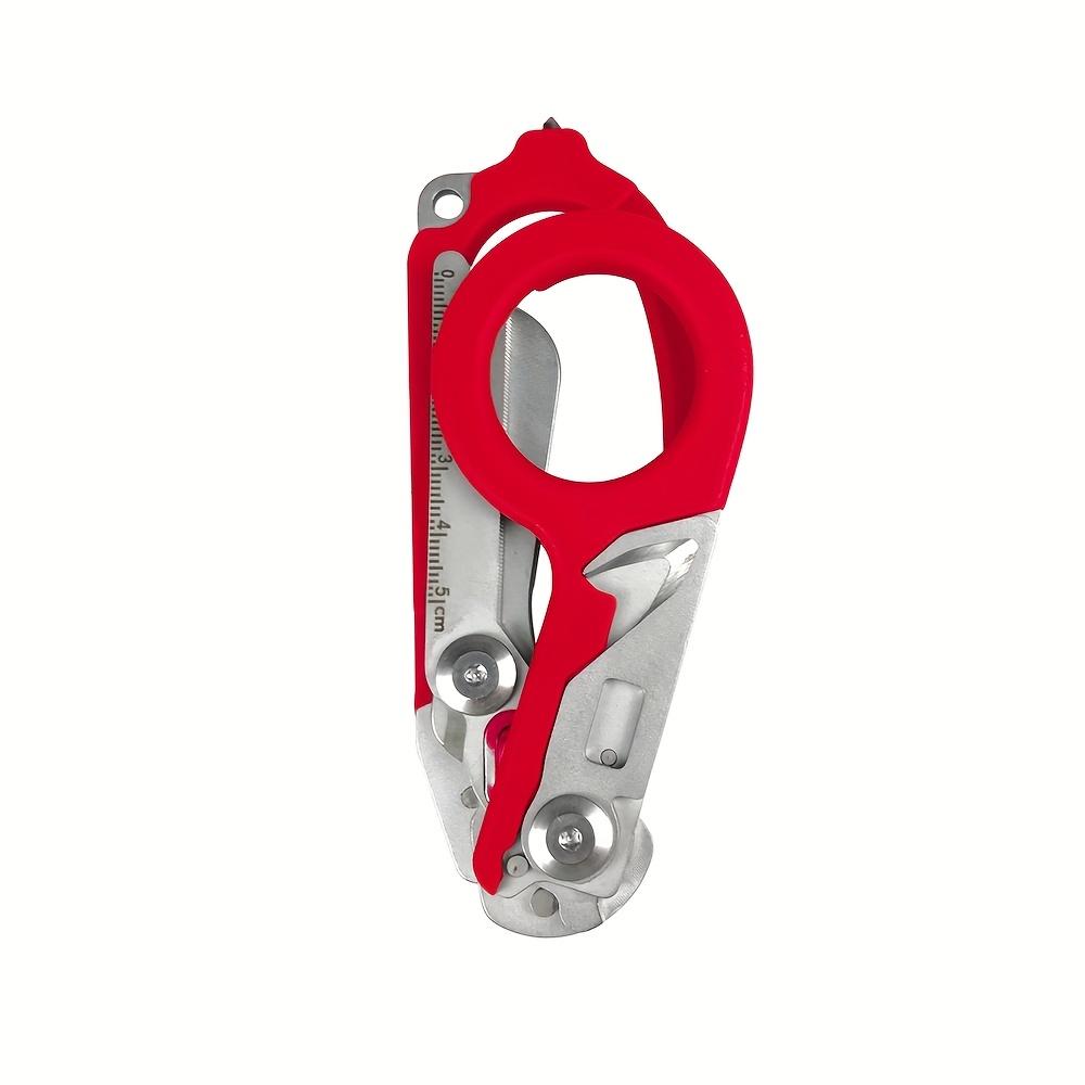 

1pc Stainless Steel Tactical Scissors with Plastic Handle , Durable Multi Tool for Outdoor Adventures, Ring Cutter, Window Breaker, Oxygen Wrench красный