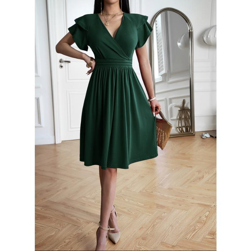 Women's Dress Summer Temperament Elegant V-neck Midi Dress