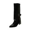 Stiletto High-heeled Pointed Red Boots Women, Retro Long Knight Boots, Women's 2025 New Winter Maillard Boots