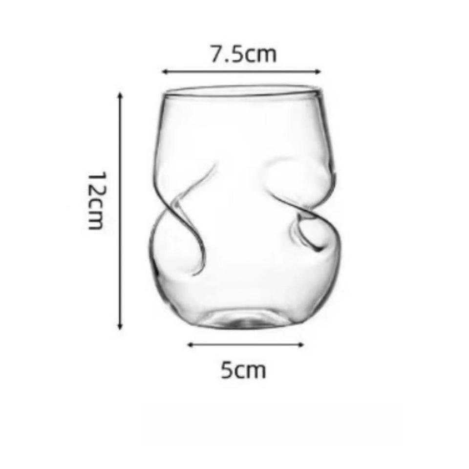 

Creative Twisted Borosilicate Glass Coffee Cup Whiskey Wine Glass High Transparency 400ml прозрачный