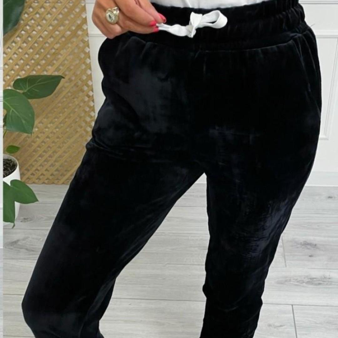 

Осінньо-зимовий сто джгут жіноча еластична краватка на талії оксамит повсякденні брюки спортивні штани жіночі 3XL чорний