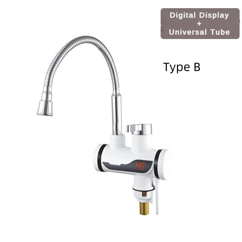3000W Household Digital Display Electric Faucet Kitchen Hot and Cold Dual Purpose Heater Instant Heating Stainless Steel Faucet