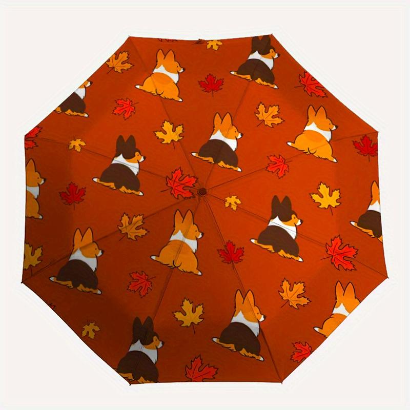 

1pc Corgi Fall Automatic Open/Close Exquisite Umbrella - Compact Travel Umbrella, 8-Rib Heavy-Duty Construction, Ideal Gift, Outdoor Accesso