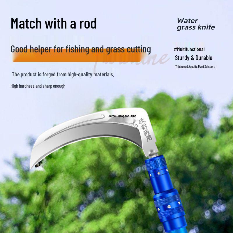 Large Multifunctional Manganese Steel Sickle for Grass, Reed, and Fishing