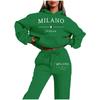 MILANO Plus Size Trendy Fleece Sweatshirt Set with Letter Print for Women
