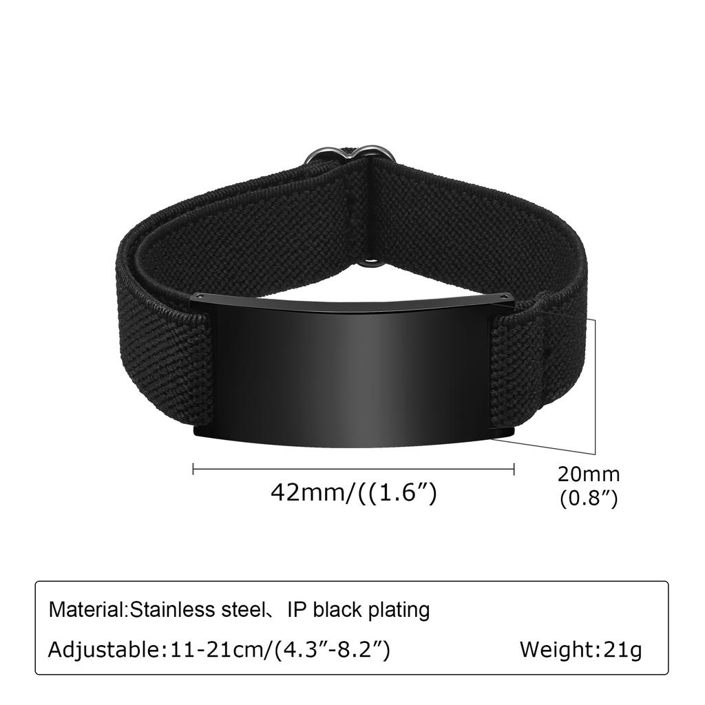 Personalized Elastic Fabric Nylon Bracelets for Men Women,Carving Name Sentence Friend Stainless Steel Wristband,Jewelry Gifts