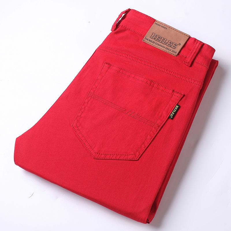 

3-цветные повседневные брюки из чистого хлопка 2024 года, новые облегающие прямые эластичные цветные брюки для всех сезонов 34 красный