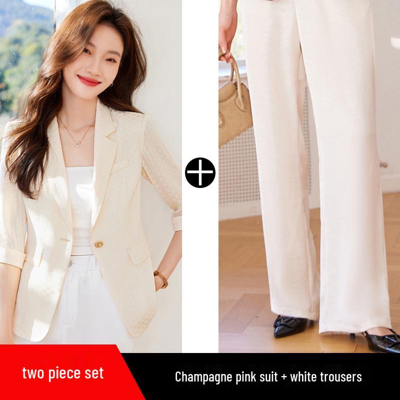 New Women's Elegant Casual Black Mid-Sleeve Suit Jacket
