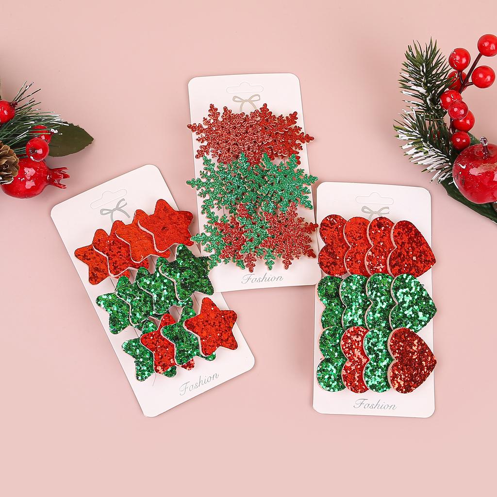 3pcs Christmas Elk Hair Bows Girls Santa Claus Hair Clip Heart Star Barrettes Children Kids Christmas Party Hair Accessories