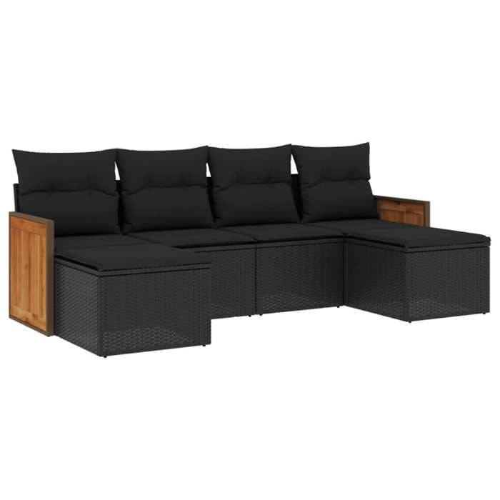 VidaXL Garden Lounge Set with Cushions 6 Pcs, Patio Sofas, Patio Furniture Set, Outdoor Furniture, Black 3227896