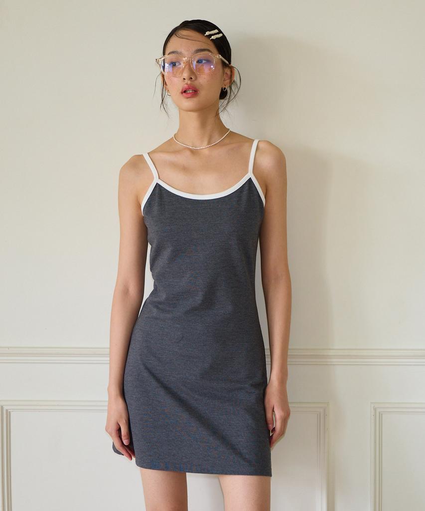 SALON DE YOHN Basic Pique Slip Dress_ Gray