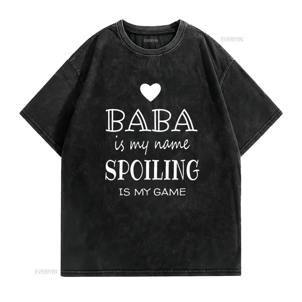 Mens Baba Is My Name Funny s For Grandma T Shirt Black X Large vintage Washed Breathable Top For Everyday Wear Slightly