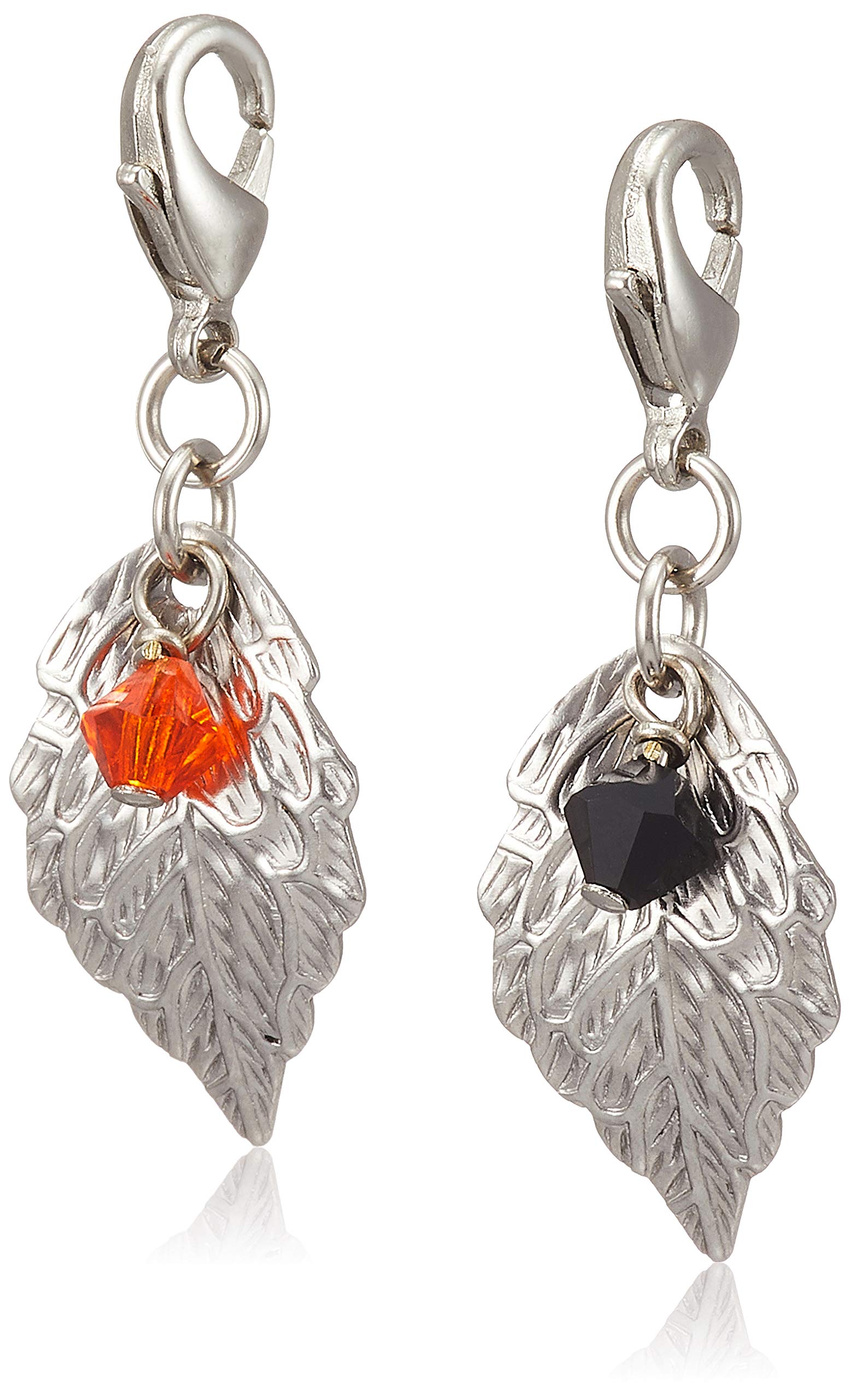 

F-Style Silver Metal Keychain for Women, Hyacinth (Orange) and Jet (Black), Free Size