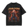 Vintage Washed Tshirt John Pork Holding Niche Ai Baby Funny Halloween Motion Meme Cotton Tshirts Trending Tshirt For Man