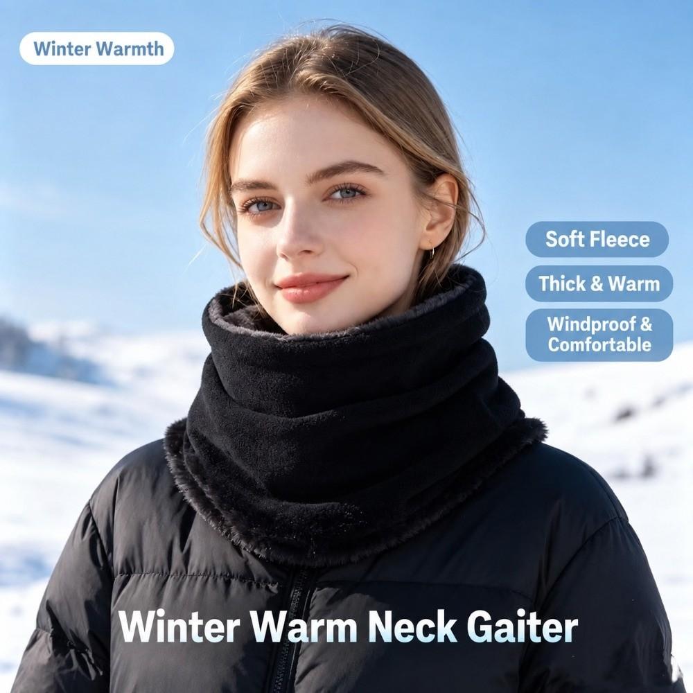 Thickened Drawstring Neck Scarf Polar Fleece Neck Warmer Unisex Face Cover Winter