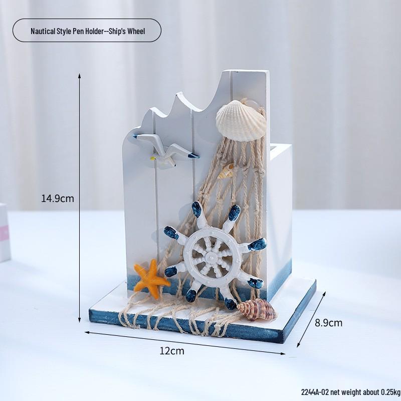 Ocean Style Mediterranean Desktop Wooden Jewelry and Candy Storage Box