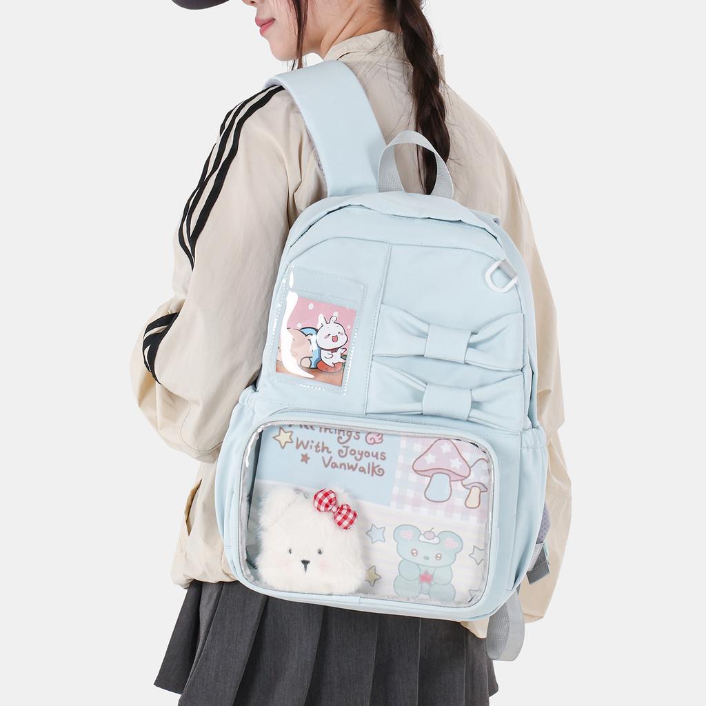 Schoolbagins Wind Large Capacity Junior High School Student School Bag Female Korean Edition Girl Transparent Backpack Personalized Versatile Campus