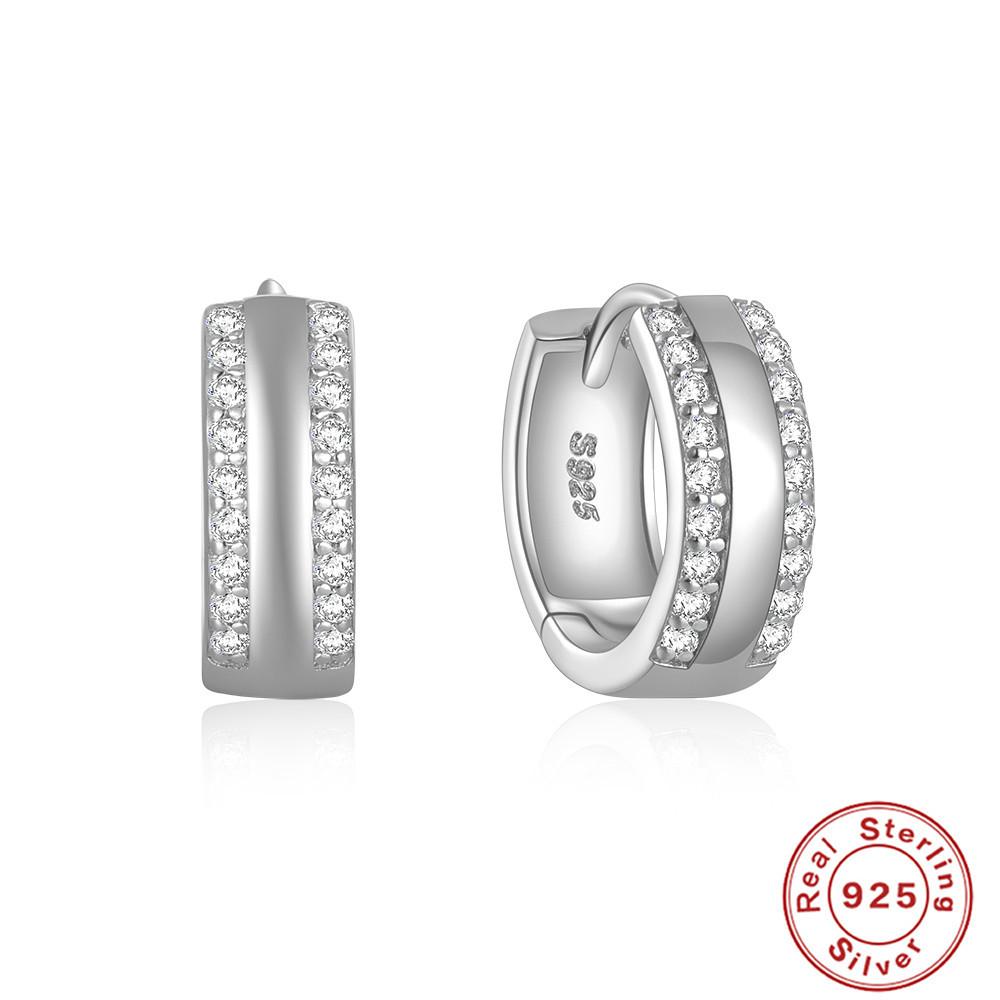 Stylish And Simple Style S925 Sterling Silver Personalized Interval Double Row Luxury Diamond Earrings Earrings