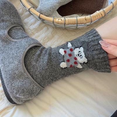 Tanzender Bär Herbst- und Winter Verdickte Warme Wollsocken für Mädchen, Mädchenschul-Windschlauchsocken