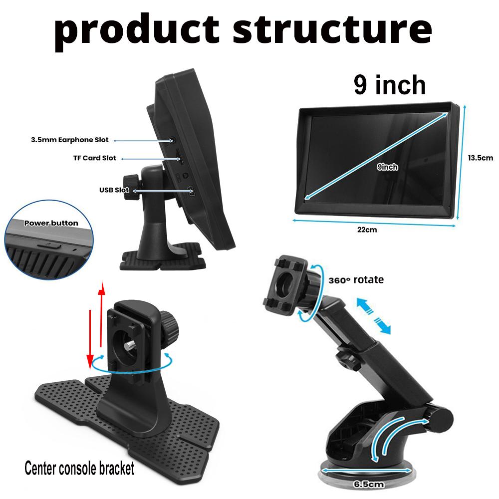 9 Inch Gps Navigation for Car Truck  Large  Screen  Accessories Tools HD Capacitive  Navigator 2024 Free Update Europe Map 8GB