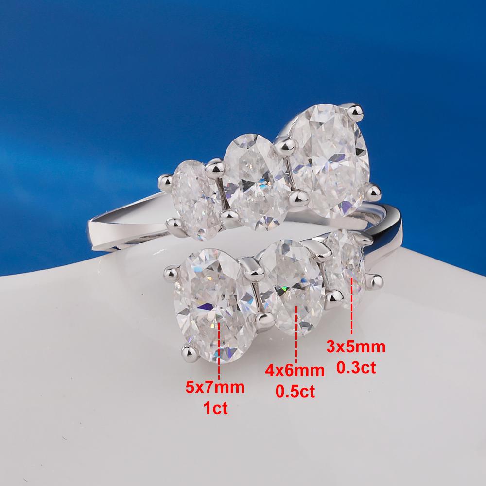 3.6cttw Oval Cut Moissanite Diamond Engagement Ring for Women Copper18K Gold Plated Wedding Bands Fine Jewelry