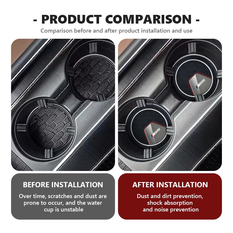 2Pcs Car Cup Mat Anti-Slip Drink Coaster Auto Interior Cup Holder Pad For BMW 1 3 5 7 Series M F01 F20 F10 F13 E52 E53 E60 E93