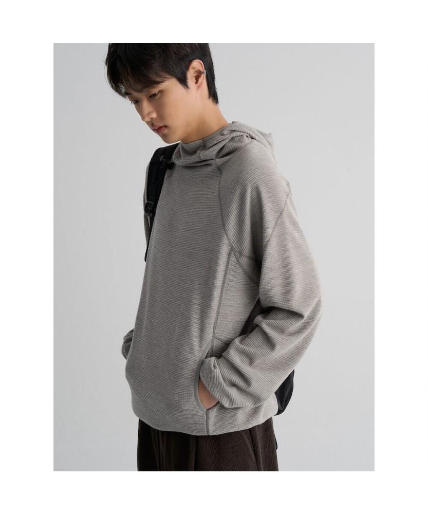 8SECONDS Waffle Jersey Hoodie Pullover T-Shirt Beige
