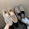 Mode 2025 Luxus Damen Flats Strass Bling Nähen Plateau Slipper Slip-on Nähen Flach Modische Freizeitschuhe Damenschuhe