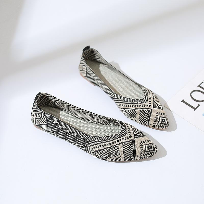 Spring Summer Women Flat Shoes Pointed Toe Knitted Loafers Comfort Slip On Women's Ballet Flats Soft Soles Casual Shoes WSH4232
