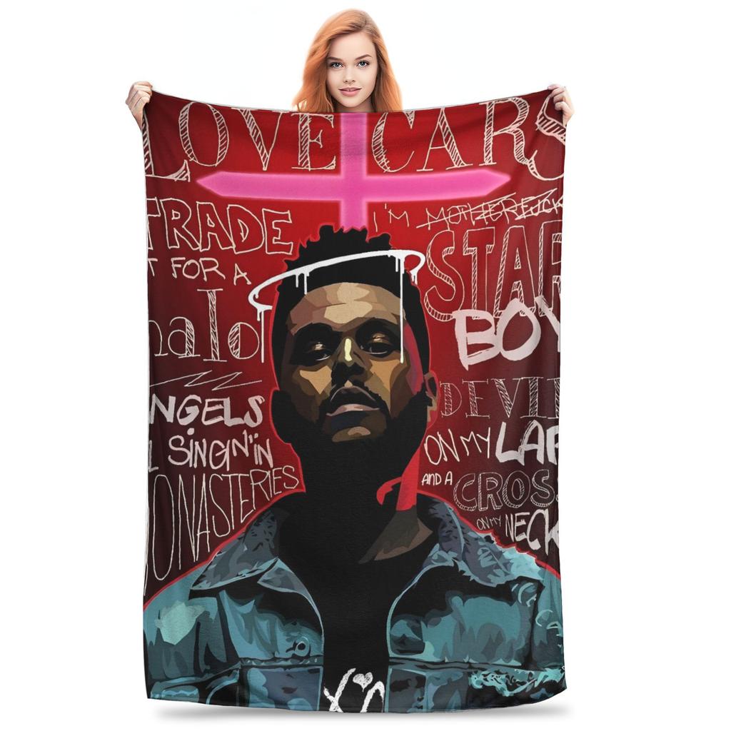 The Weeknds Rapper Singer Warm Blanket  Picnic Plush Bedding Throws Aesthetic Couch Chair Flannel Bedspread Sofa Bed Cover