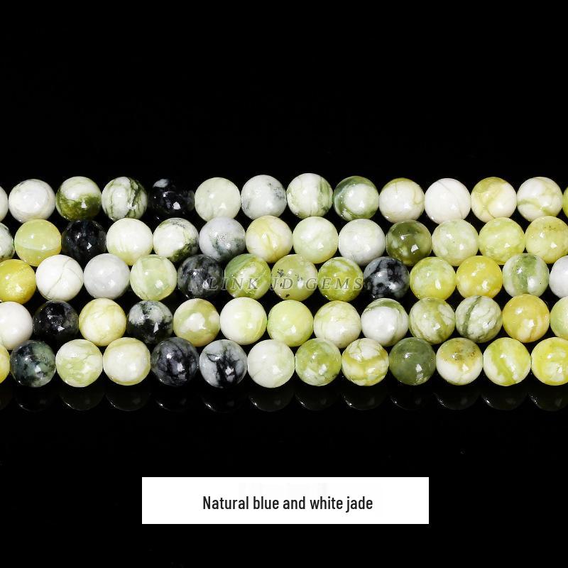 Jing Suo Naturalne Zielone Jadeitowe Okrągłe Koraliki do Tworzenia Biżuterii i Bransoletek DIY