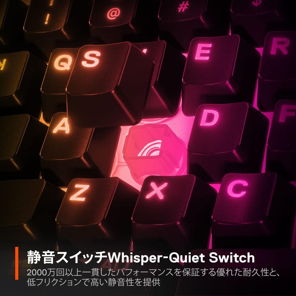 SteelSeries Apex 3 TKL Tenkeyless Wired Gaming Keyboard, US English Layout, Quiet Switches, IP32 Water Resistant, 24-Key Simultaneous Press, Black