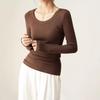 Women's 300g Silk Wood Fiber Modal Cotton Crew Neck Slim Fit Long Sleeve Base Layer
