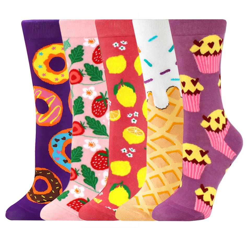 

5 пар высококачественных женских хлопковых носков с цветочным рисунком, подарочные носки в стиле athleisure EU 37-41