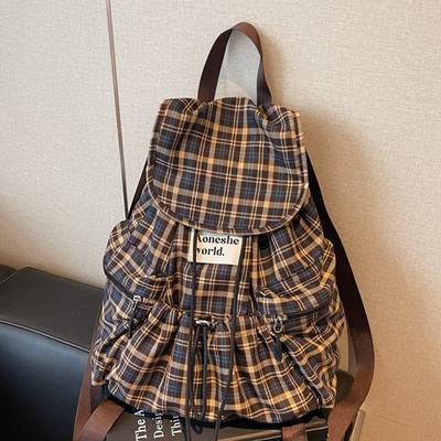 Large Capacity Plaid Bag Women's 2025 Autumn and Winter New Retro Backpack Handbag Commuter Shoulder Tote Bag