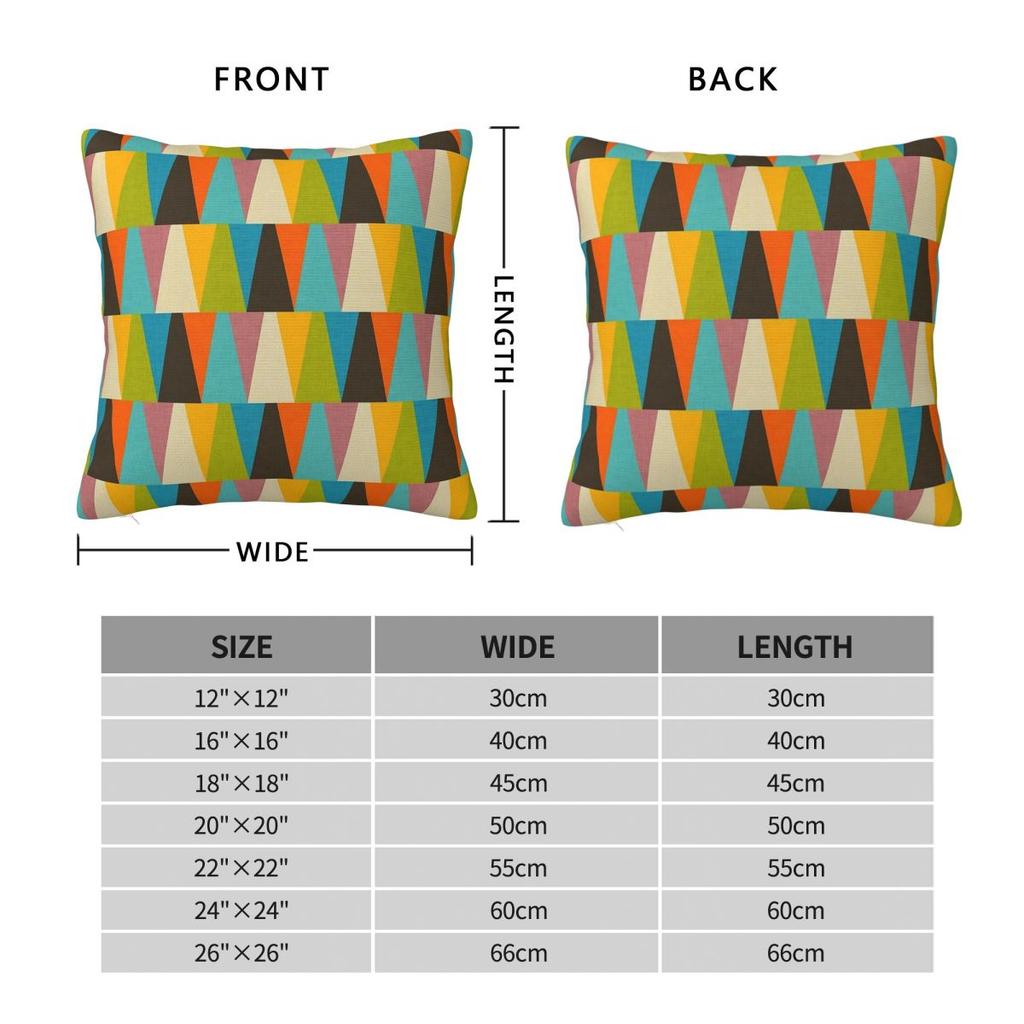 Color Block Triangle Happy Square Pillowcase Polyester Linen Velvet Printed Zip Decorative Pillow Case Home Cushion Cover 45X45