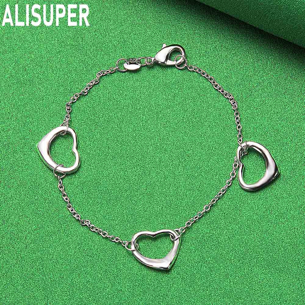 Bracciale Esclusivo in Argento Sterling 925 con Cuore Traforato e Catena Laterale Gioiello Regalo