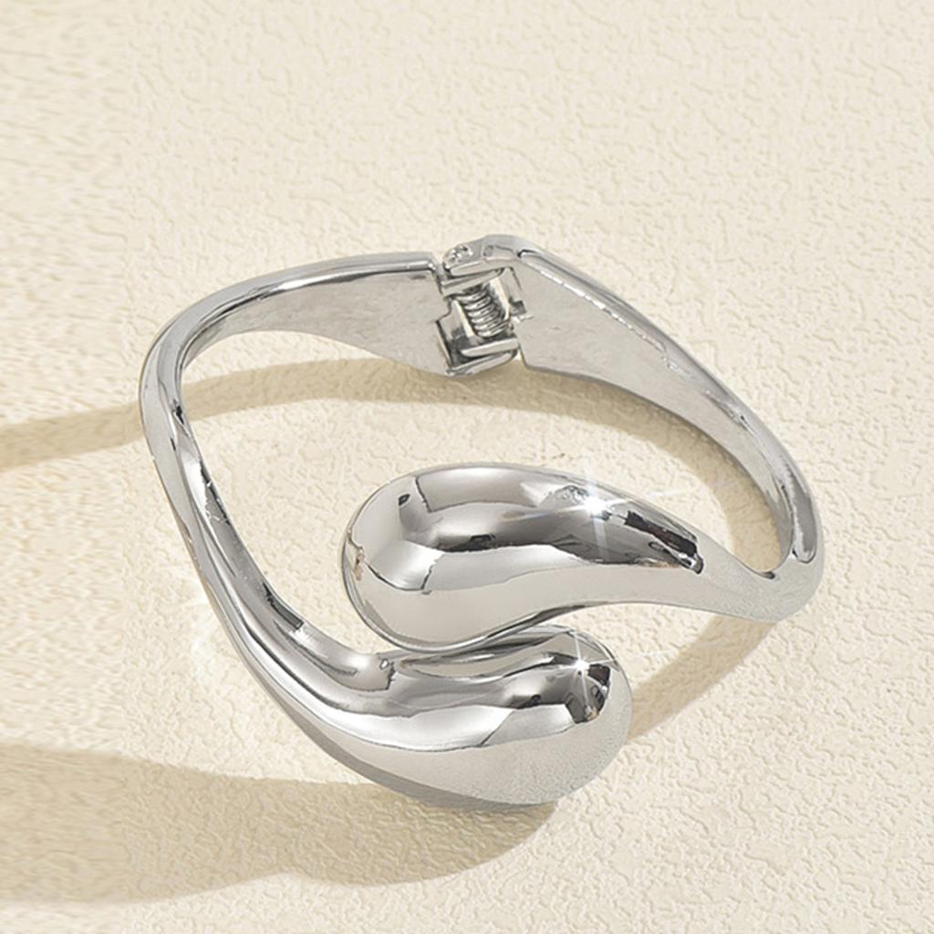 Trendy Cross-Border Gloss Geometric Open Bangle European Light Luxury Stackable Office Banquet Women Fashion Accessories