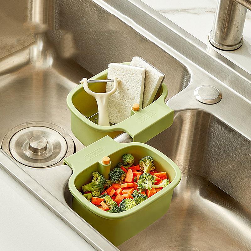 Sink Hanging Strainer Basket Drain Basket Openable Bottom Cover Kitchen Garbage Filter Sink Sponge Storage Basket