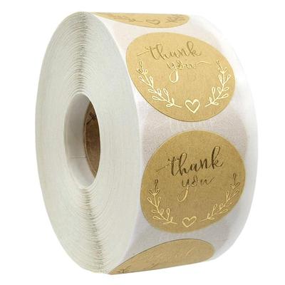 Kraft Paper Olive Branch Thank You Stickers for Festivals and Gifts