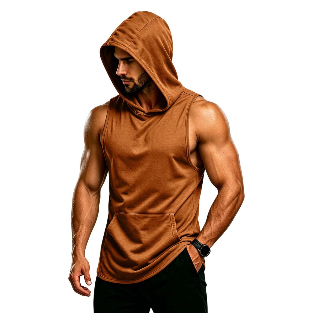Men's Sleeveless Hoodie Muscle Fit Gym Tank Top Breathable Quick Dry Workout Vest for Fitness Training