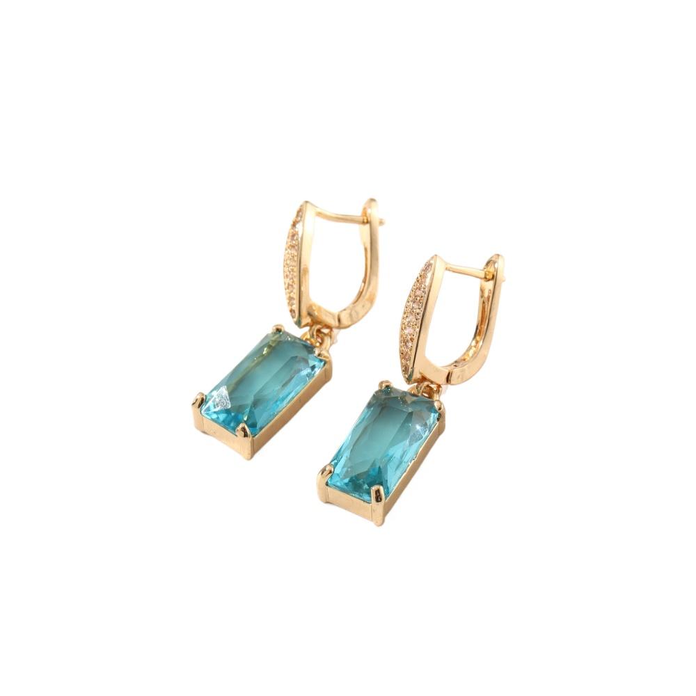 Rectangular Imitation Crystal Dangle Earrings for Women New Fashion Zirconia Earring Golden Wedding Party Jewelry Accessories