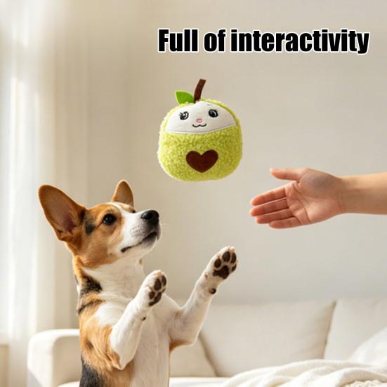 Plush Dog Toy Squeaky Sound Stuffed Puppy Toy Cartoon Fruit Shape 1 Pc
