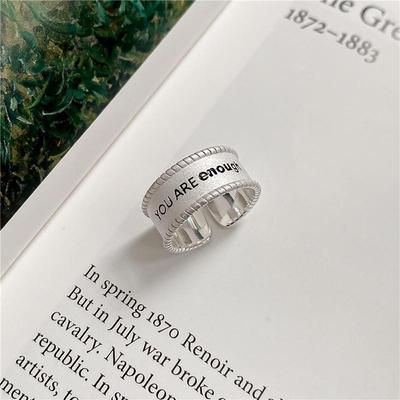Prsten s písmenem z mincovního stříbra S925 v korejském stylu - Trendy Retro Oblíbený u INS Bloggerů